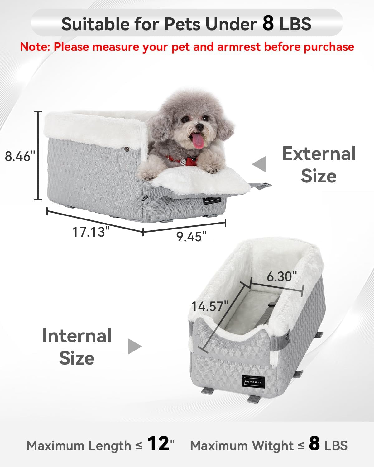 🚗 Small Dog Car Seat – Safe, Cozy & Space-Saving Console Carrier 🐶🩶