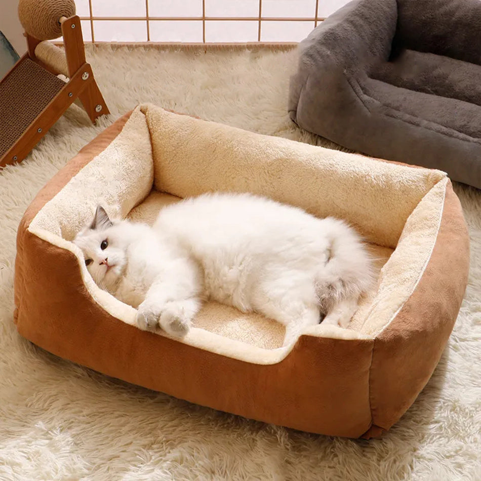 Luxury Plush Pet Bed for Cats & Dogs – Soft Warm Cushion House, Washable & Cozy Sleeping Nest
