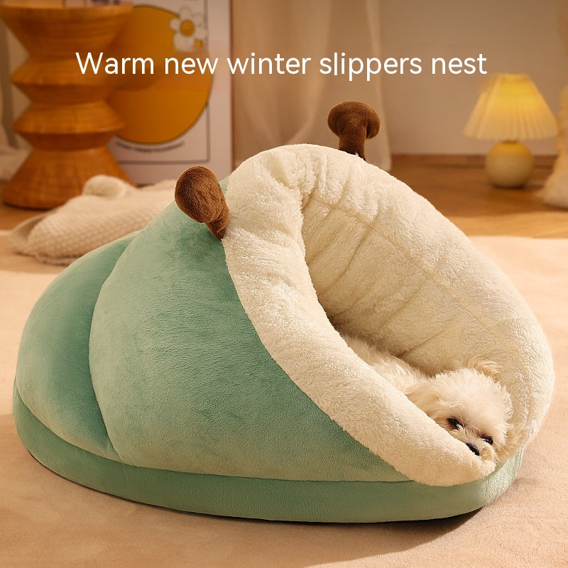 🐾 Pet Bed Winter Cat & Dog Slippers Nest 🐶🐱 – Thick, Warm & Cozy Haven 💕